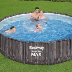 Bestway Steel Pro MAX™ Wood Effect Polyvinyl Chloride (PVC) & Steel Pool (W) 4.27m X (L) 4.27m -Bestway Garden Sales Store bestway steel pro max wood effect polyvinyl chloride pvc steel pool w 4 27m x l 4 27m6942138983968 01i