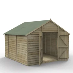 Forest Garden 10x10 Apex Pressure Treated Overlap Wooden Shed With Floor (Base Included) - Assembly Service Included