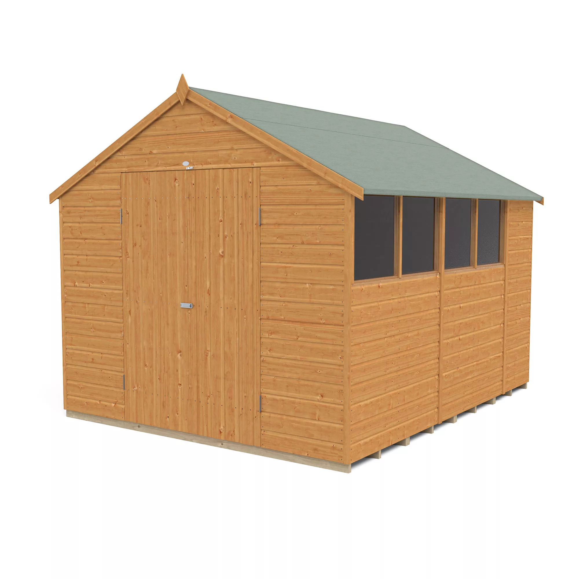 Forest Garden 10x8 Ft Apex Shiplap Wooden 2 Door 4 Windows Shed With Floor 5 Forest Garden 10x8 Ft Apex Shiplap Wooden 2 Door 4 Windows Shed With Floor - Image 5