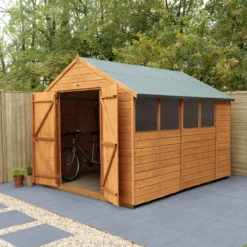 Forest Garden 10x8 Ft Apex Shiplap Wooden 2 Door 4 Windows Shed With Floor