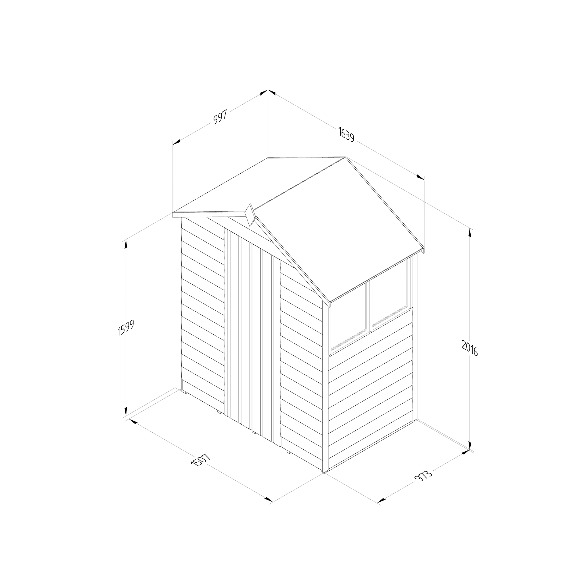 Forest Garden 5x3 Apex Pressure Treated Overlap Wooden Shed With Floor (Base Included) 9 Forest Garden 5x3 Apex Pressure Treated Overlap Wooden Shed With Floor (Base Included) - Image 9