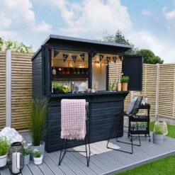 Forest Garden 6x3 Ft Pent Shiplap Garden Bar With Single Door -Bestway Garden Sales Store forest garden 6x3 ft pent shiplap garden bar with single door5013053184066 02i bq