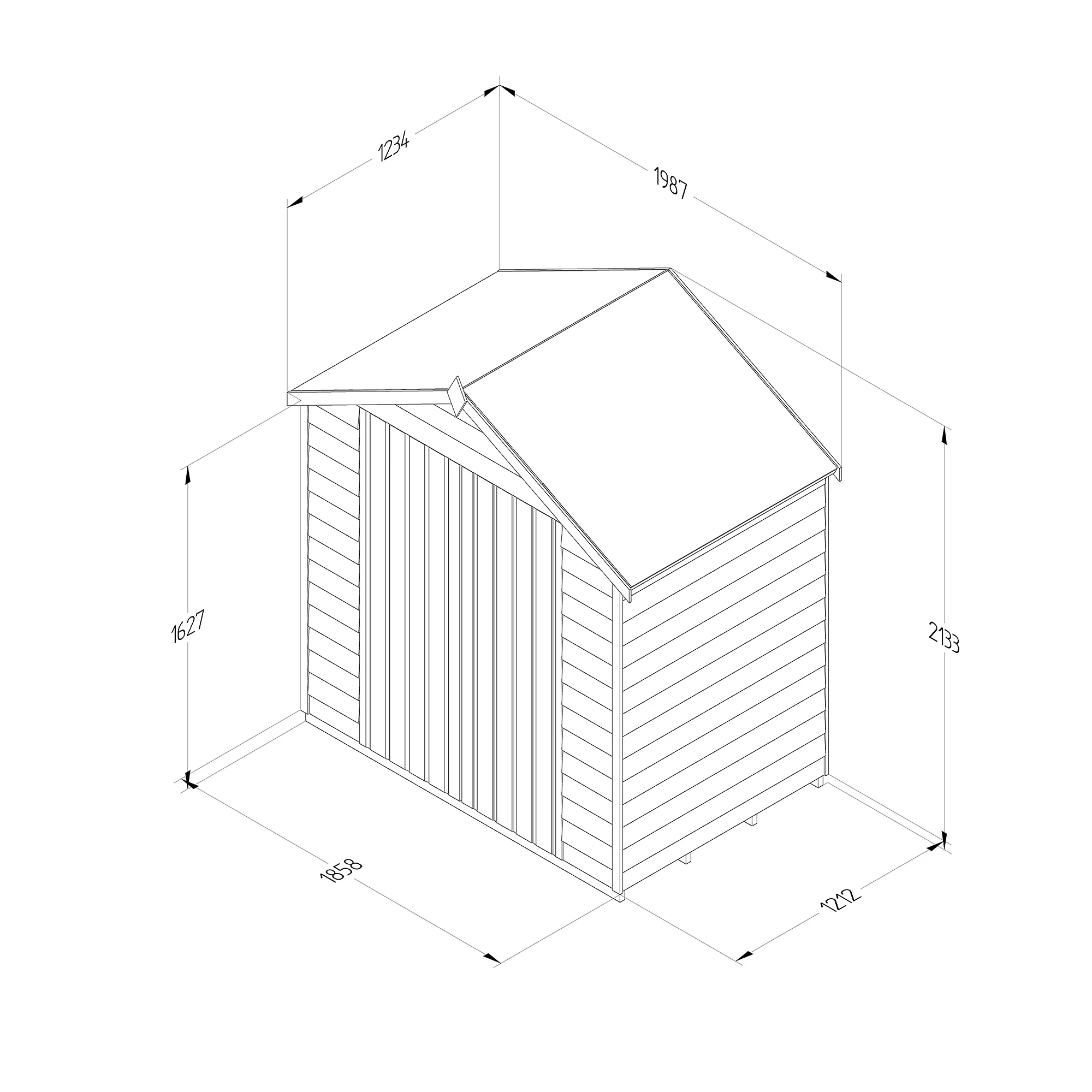 Forest Garden 6x4 Apex Pressure Treated Overlap Wooden Shed With Floor (Base Included) 9 Forest Garden 6x4 Apex Pressure Treated Overlap Wooden Shed With Floor (Base Included) - Image 9