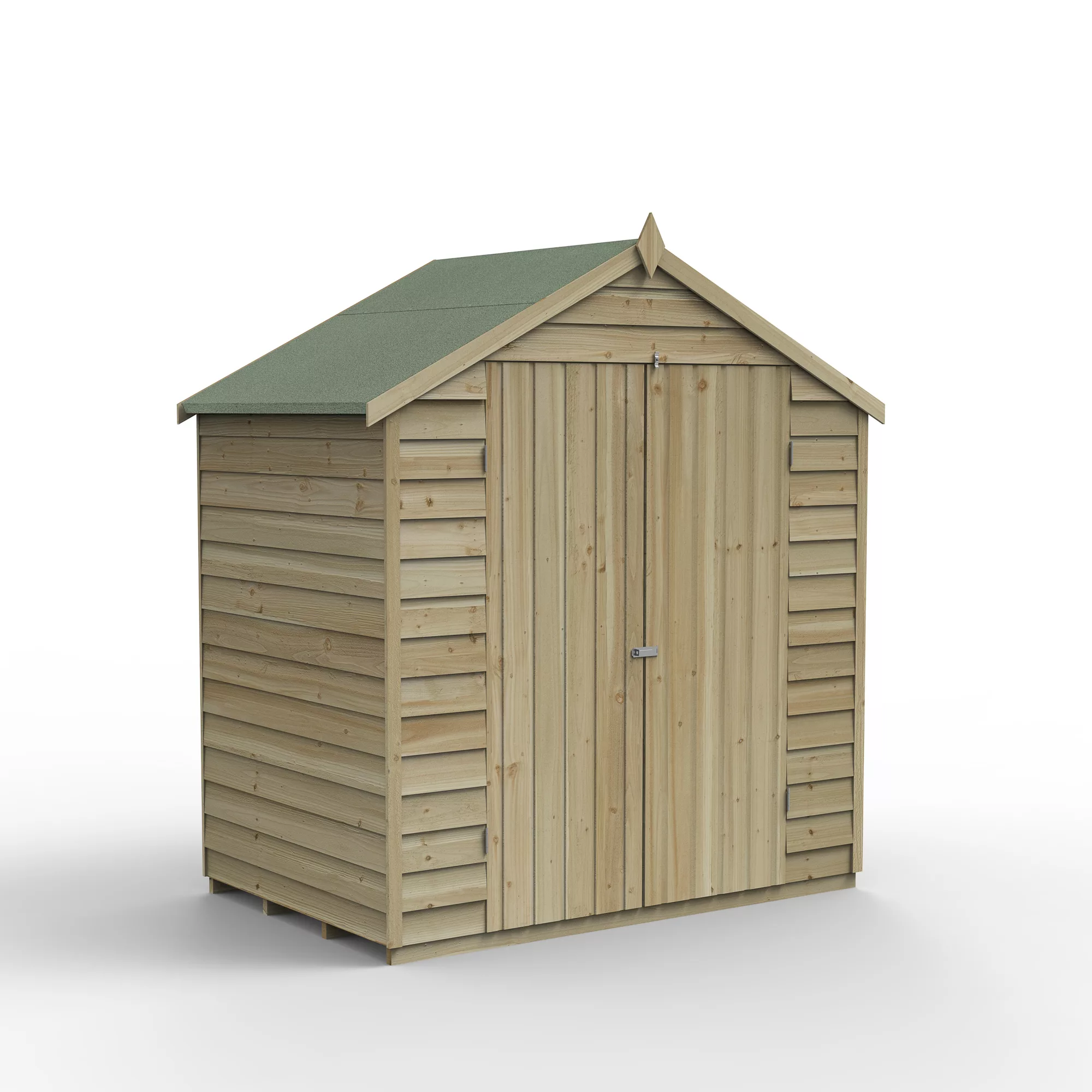 Forest Garden 6x4 Apex Pressure Treated Overlap Wooden Shed With Floor (Base Included) 2 Forest Garden 6x4 Apex Pressure Treated Overlap Wooden Shed With Floor (Base Included) - Image 2