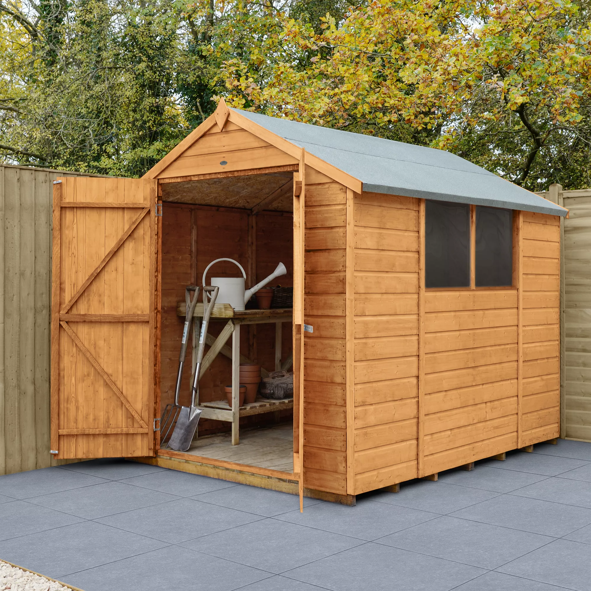 Forest Garden 8x6 Ft Apex Shiplap Wooden 2 Door 2 Windows Shed With Floor (Base Included) - Assembly Service Included 1 Forest Garden 8x6 Ft Apex Shiplap Wooden 2 Door 2 Windows Shed With Floor (Base Included) - Assembly Service Included