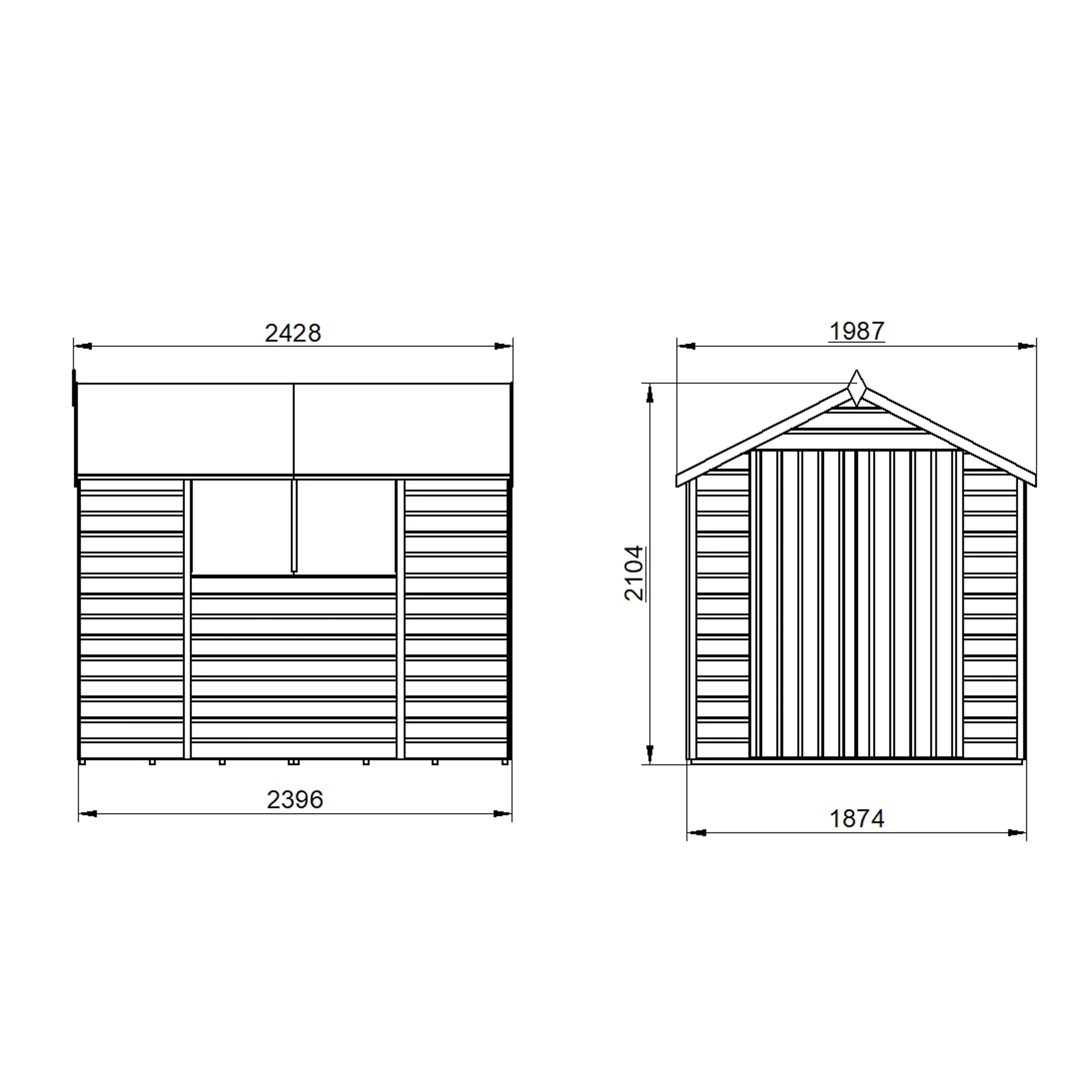 Forest Garden 8x6 Ft Apex Shiplap Wooden 2 Door 2 Windows Shed With Floor (Base Included) - Assembly Service Included 19 Forest Garden 8x6 Ft Apex Shiplap Wooden 2 Door 2 Windows Shed With Floor (Base Included) - Assembly Service Included - Image 19