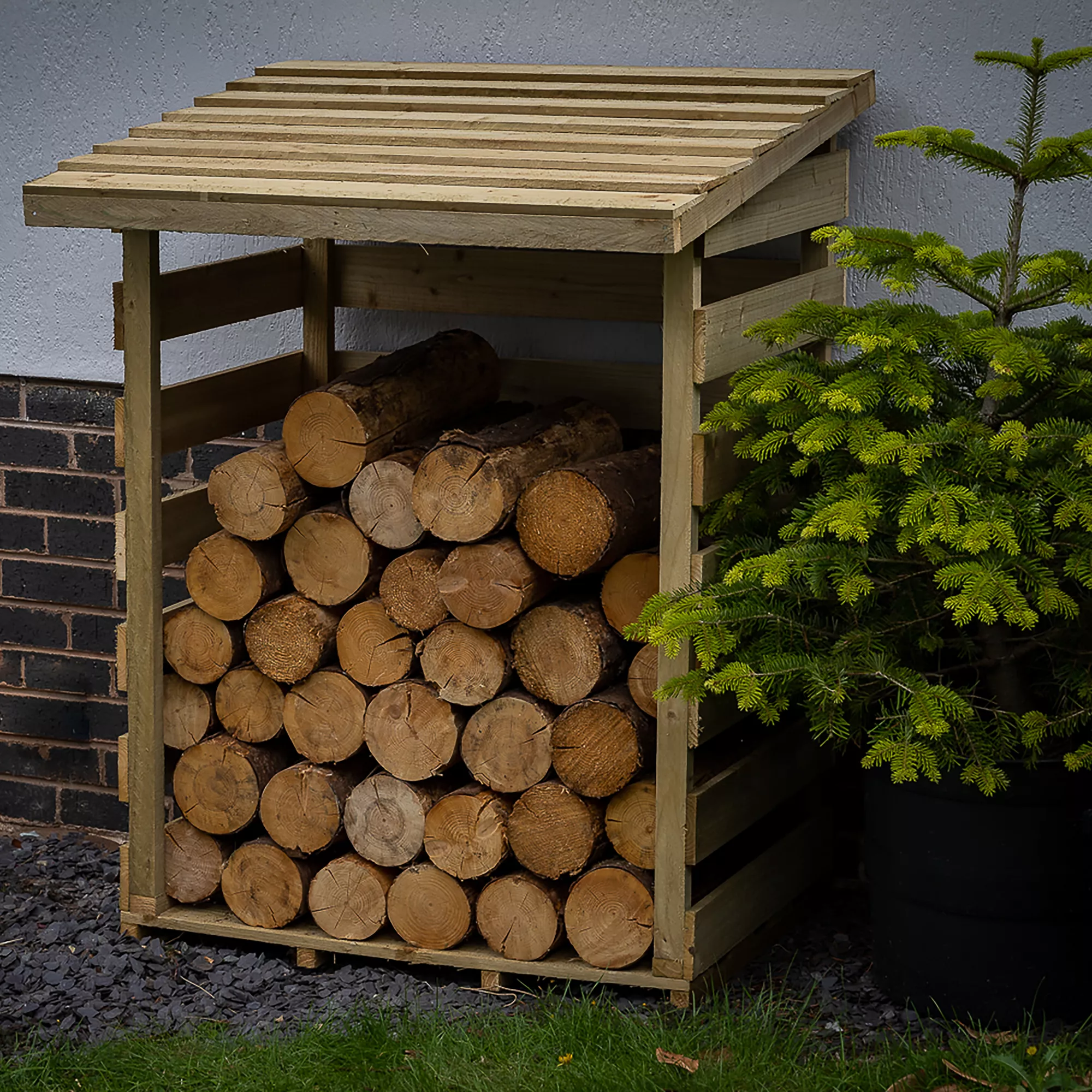 Forest Garden Compact Timber 3x3 Ft Pent Log Store 1 Forest Garden Compact Timber 3x3 Ft Pent Log Store