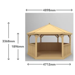 Forest Garden Furnished Cedar Roof Hexagonal Gazebo, (W)4900mm (D)4240mm (Green Cushion Included) 23 Forest Garden Furnished Cedar Roof Hexagonal Gazebo, (W)4900mm (D)4240mm (Green Cushion Included) -Bestway Garden Sales Store forest garden furnished cedar roof hexagonal gazebo w 4900mm d 4240mm green cushion included 5013053172612 01t