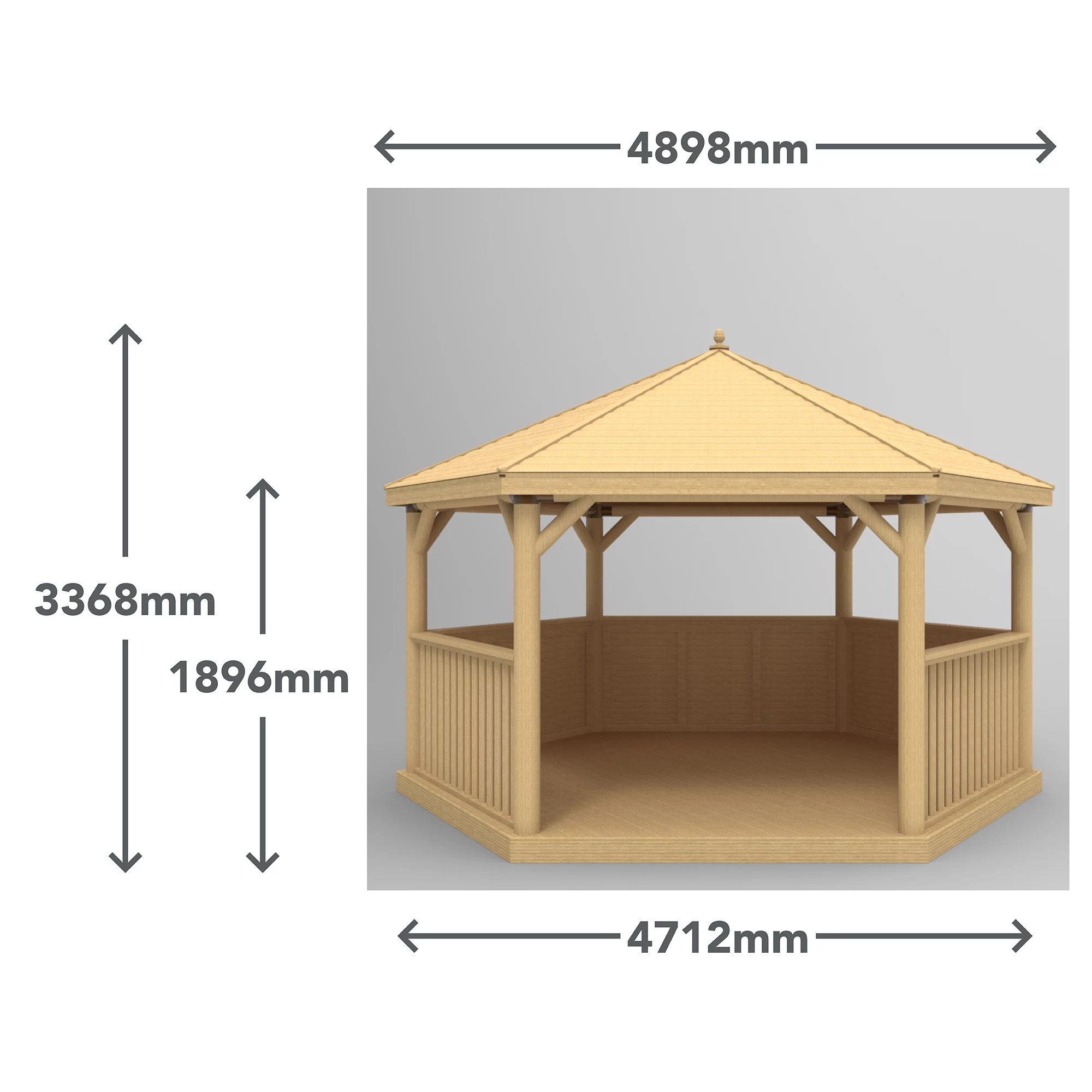 Forest Garden Furnished Cedar Roof Hexagonal Gazebo, (W)4900mm (D)4240mm (Green Cushion Included) 12 Forest Garden Furnished Cedar Roof Hexagonal Gazebo, (W)4900mm (D)4240mm (Green Cushion Included) - Image 12