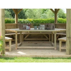 Forest Garden Furnished Cedar Roof Hexagonal Gazebo, (W)4900mm (D)4240mm (Green Cushion Included) 14 Forest Garden Furnished Cedar Roof Hexagonal Gazebo, (W)4900mm (D)4240mm (Green Cushion Included) -Bestway Garden Sales Store forest garden furnished cedar roof hexagonal gazebo w 4900mm d 4240mm green cushion included 5013053172612 02i