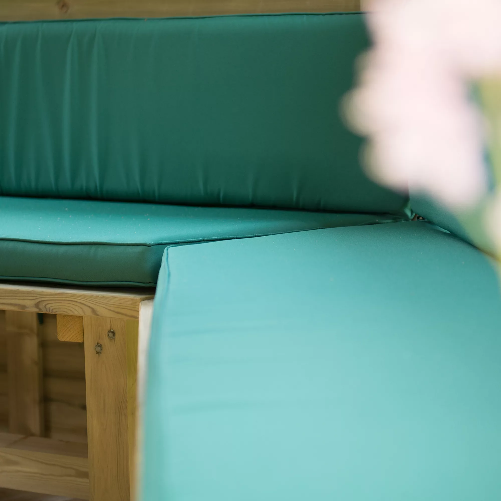 Forest Garden Furnished Cedar Roof Hexagonal Gazebo, (W)4900mm (D)4240mm (Green Cushion Included) 6 Forest Garden Furnished Cedar Roof Hexagonal Gazebo, (W)4900mm (D)4240mm (Green Cushion Included) - Image 6