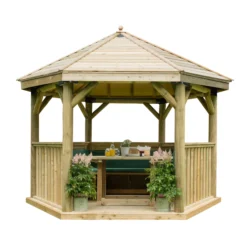 Forest Garden Furnished Hexagonal Gazebo, (W)3.78m (D)3.27m 31 Forest Garden Furnished Hexagonal Gazebo, (W)3.78m (D)3.27m -Bestway Garden Sales Store forest garden furnished hexagonal gazebo w 3 78m d 3 27m5013053172469 02c bq