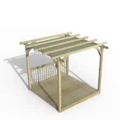 Forest Garden Grey Pergola & Decking Kit, X4 Post X1 Balustrade (H) 2.5m X (W) 5.2m - Canopy Included