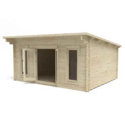 Forest Garden Mendip 5x4 Toughened Glass Pent Loglap Solid Wood Cabin With Double Door - Assembly Service Included -Bestway Garden Sales Store forest garden mendip 5x4 toughened glass pent loglap solid wood cabin with double door assembly service included5013053181799 04c bq