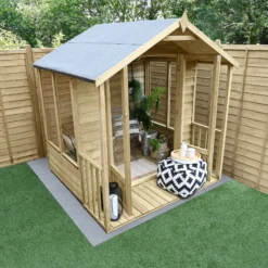 Forest Garden Oakley 6x6 Apex Overlap Solid Wood Summer House With Double Door (Base Included) -Bestway Garden Sales Store forest garden oakley 6x6 apex overlap solid wood summer house with double door base included 5013053188545 02i bq