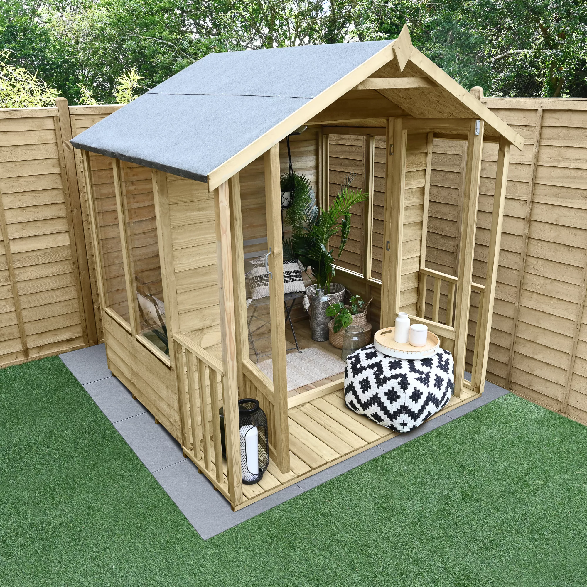 Forest Garden Oakley 6x6 Apex Overlap Solid Wood Summer House With Double Door (Base Included) - Assembly Service Included 4 Forest Garden Oakley 6x6 Apex Overlap Solid Wood Summer House With Double Door (Base Included) - Assembly Service Included - Image 4