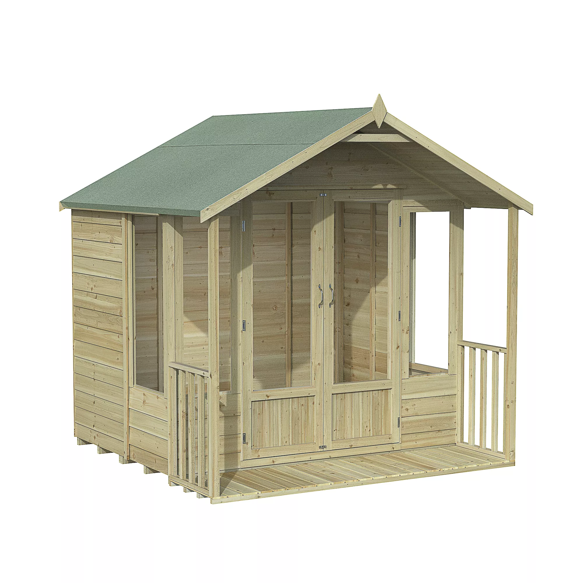 Forest Garden Oakley 7x7 Apex Overlap Solid Wood Summer House With Double Door (Base Included) - Assembly Service Included 2 Forest Garden Oakley 7x7 Apex Overlap Solid Wood Summer House With Double Door (Base Included) - Assembly Service Included - Image 2