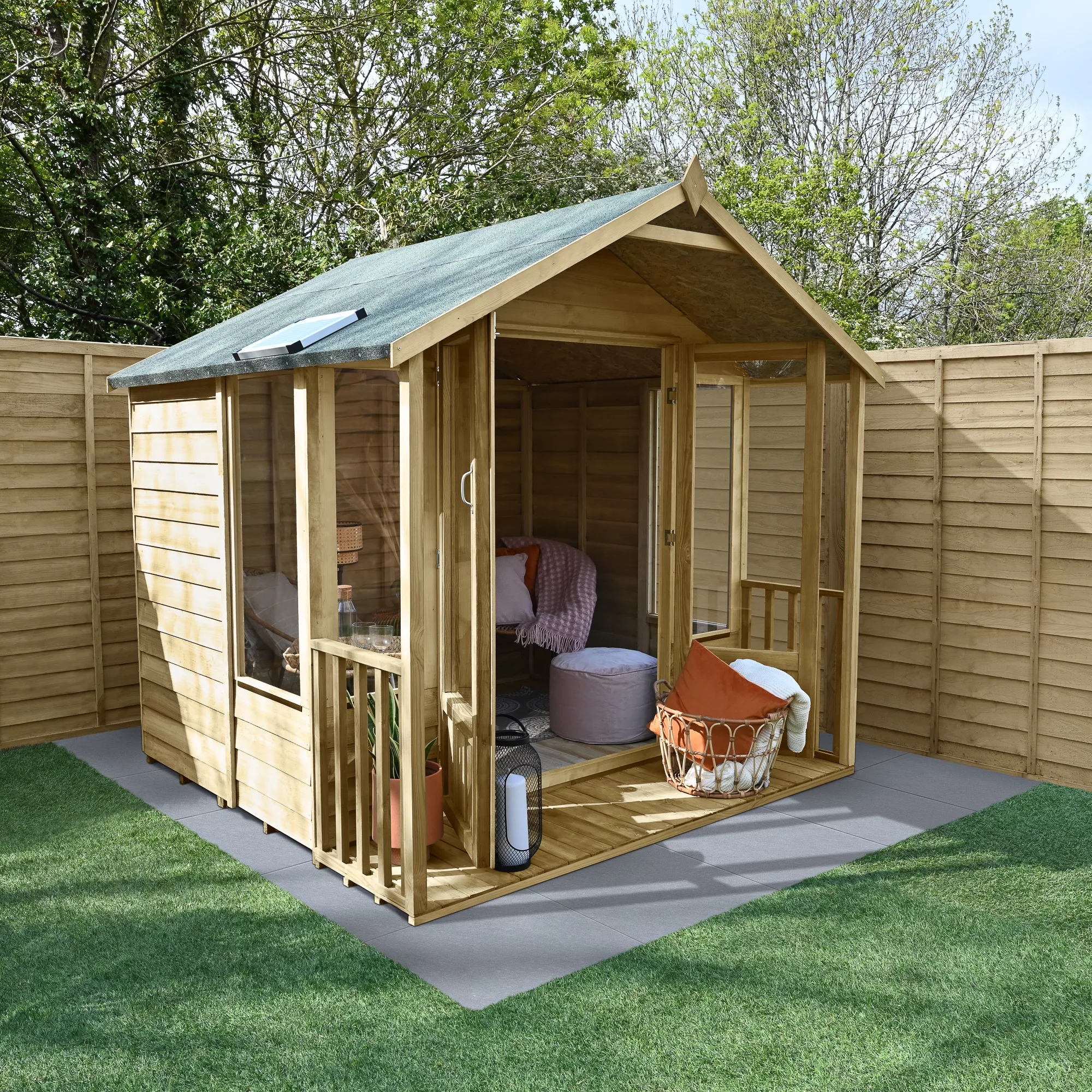 Forest Garden Oakley 7x7 Apex Overlap Solid Wood Summer House With Double Door (Base Included) - Assembly Service Included 1 Forest Garden Oakley 7x7 Apex Overlap Solid Wood Summer House With Double Door (Base Included) - Assembly Service Included