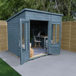 Forest Garden Oakley 8x6 Pent Overlap Solid Wood Summer House With Double Door (Base Included) -Bestway Garden Sales Store forest garden oakley 8x6 pent overlap solid wood summer house with double door base included 5013053188668 02i bq