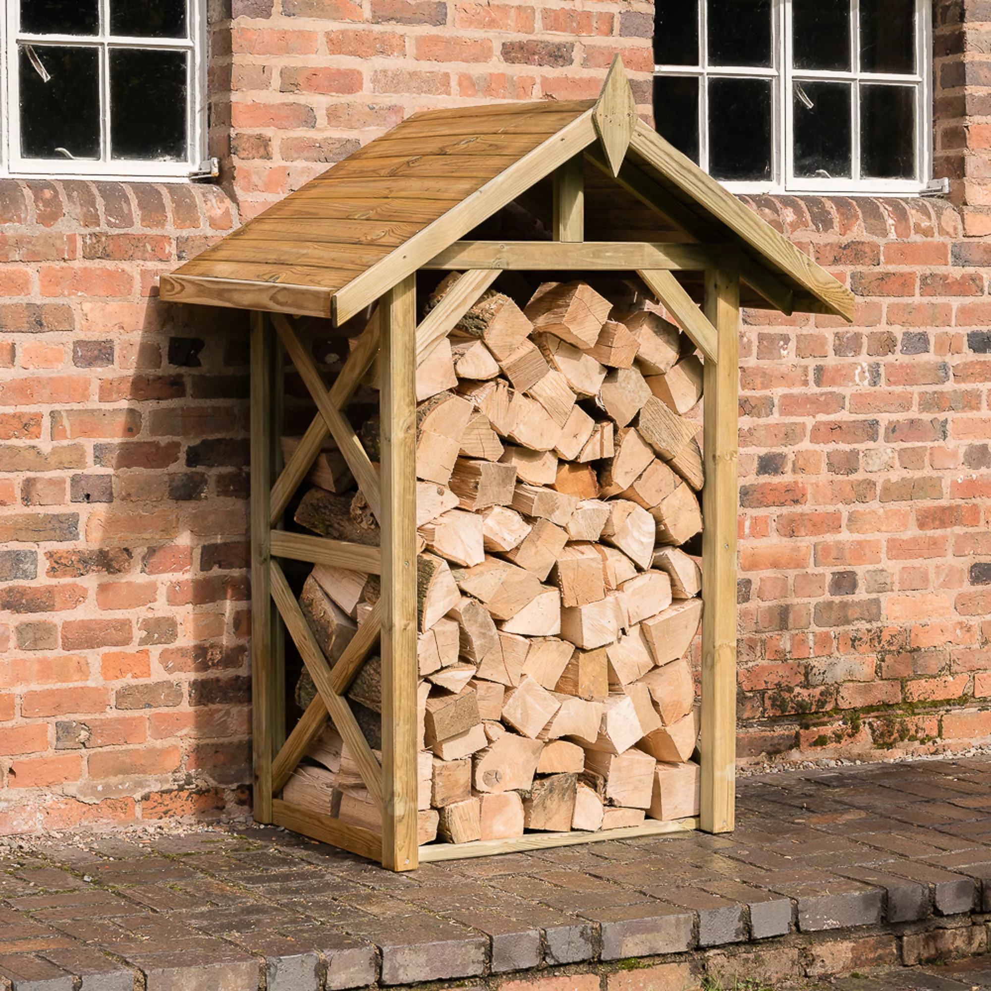 Forest Garden Timber 5x4 Ft Apex Wall Log Store 1 Forest Garden Timber 5x4 Ft Apex Wall Log Store