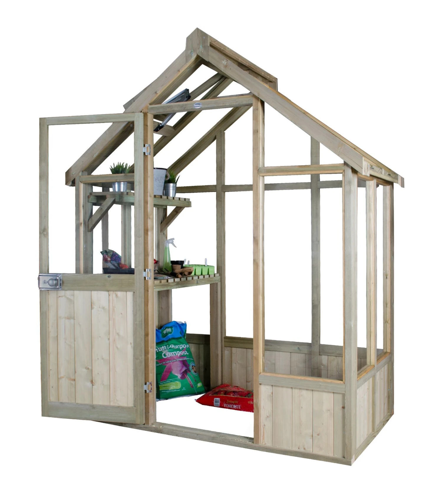 Forest Garden Vale Natural Timber 6x4 Greenhouse 1 Forest Garden Vale Natural Timber 6x4 Greenhouse