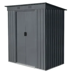 GoodHome Basic 1.62 X 0.98m Pent Grey Shed