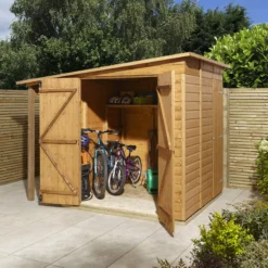 GoodHome Clapperton 8x6 Pent Dip Treated Shiplap Shed With Floor (Base Included) -Bestway Garden Sales Store goodhome clapperton 8x6 pent dip treated shiplap shed with floor base included 5059340270180 04i