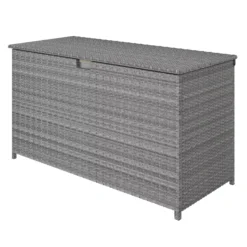 GoodHome Hamilton Steeple Grey Rattan Effect Storage Box (W) 125cm X (D) 55cm -Bestway Garden Sales Store goodhome hamilton steeple grey rattan effect storage box w 125cm x d 55cm5059340677392 01c