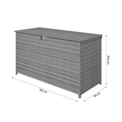 GoodHome Hamilton Steeple Grey Rattan Effect Storage Box (W) 125cm X (D) 55cm -Bestway Garden Sales Store goodhome hamilton steeple grey rattan effect storage box w 125cm x d 55cm5059340677392 02t