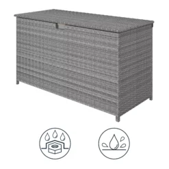 GoodHome Hamilton Steeple Grey Rattan Effect Storage Box (W) 125cm X (D) 55cm -Bestway Garden Sales Store goodhome hamilton steeple grey rattan effect storage box w 125cm x d 55cm5059340677392 71c