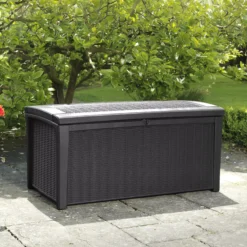 Keter Borneo Rattan Effect Plastic Garden Storage Box -Bestway Garden Sales Store keter borneo rattan effect plastic garden storage box7290103669065 01c bq