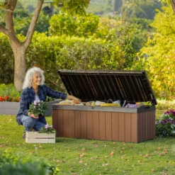 Keter Darwin Wood Effect 5x2 Garden Storage Bench Box 380L -Bestway Garden Sales Store keter darwin wood effect 5x2 garden storage bench box 380l7290112636225 01i bq