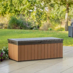 Keter Darwin Wood Effect 5x2 Garden Storage Bench Box 380L -Bestway Garden Sales Store keter darwin wood effect 5x2 garden storage bench box 380l7290112636225 03i bq