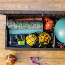 Keter Darwin Wood Effect 5x2 Garden Storage Bench Box 380L -Bestway Garden Sales Store keter darwin wood effect 5x2 garden storage bench box 380l7290112636225 04i bq