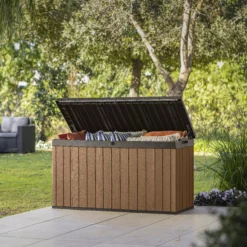 Keter Darwin Wood Effect 5x2 Garden Storage Bench Box 570L -Bestway Garden Sales Store keter darwin wood effect 5x2 garden storage bench box 570l7290112636263 03i bq