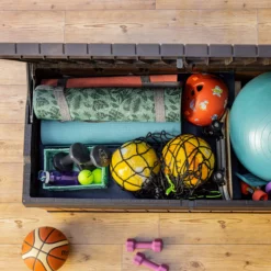 Keter Darwin Wood Effect 5x2 Garden Storage Bench Box 570L -Bestway Garden Sales Store keter darwin wood effect 5x2 garden storage bench box 570l7290112636263 04i bq