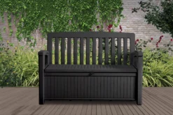 Keter Patio Wood Effect Garden Storage Bench Box - Partial Assembly Required 227L -Bestway Garden Sales Store keter patio wood effect garden storage bench box partial assembly required 227l7290112634825 01i bq