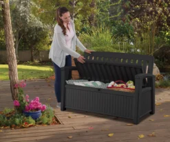 Keter Patio Wood Effect Garden Storage Bench Box - Partial Assembly Required 227L -Bestway Garden Sales Store keter patio wood effect garden storage bench box partial assembly required 227l7290112634825 03i bq
