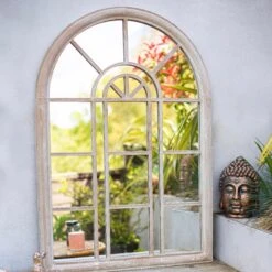 La Hacienda Aston & Wold Antique White Arch Framed Garden Mirror 970mm X 670mm -Bestway Garden Sales Store la hacienda aston wold antique white arch framed garden mirror 970mm x 670mm5055025558901 02i bq