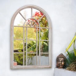 La Hacienda Aston & Wold Antique White Arch Framed Garden Mirror 970mm X 670mm -Bestway Garden Sales Store la hacienda aston wold antique white arch framed garden mirror 970mm x 670mm5055025558901 06i bq
