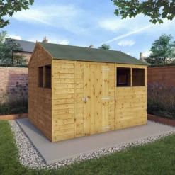 Mercia 10x8 Ft Reverse Apex Tongue & Groove Wooden 4 Windows Shed With Floor -Bestway Garden Sales Store mercia 10x8 ft reverse apex tongue groove wooden 4 windows shed with floor5029442006604 01i bq