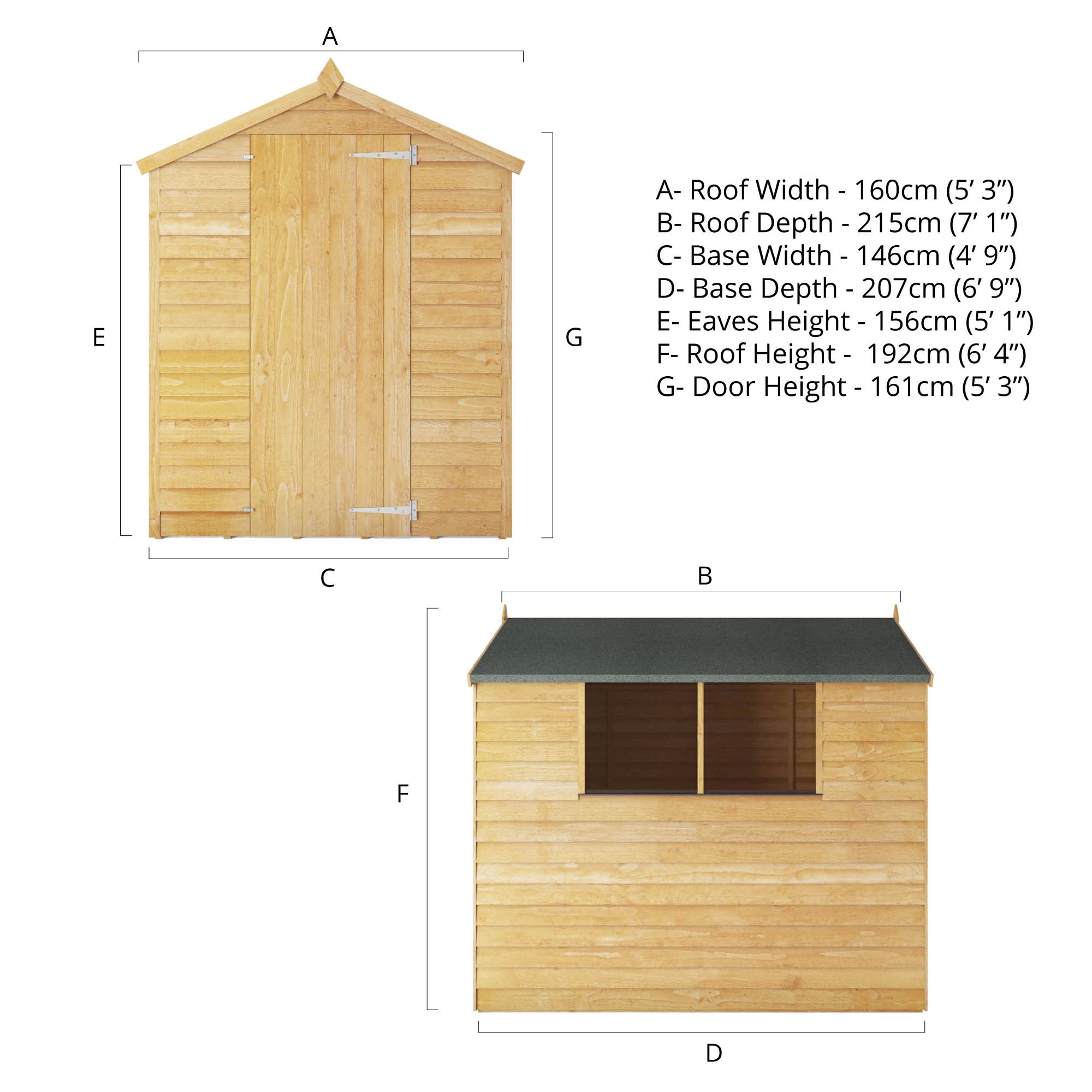 Mercia 7x5 Ft Apex Overlap Wooden Shed With Floor & 2 Windows 9 Mercia 7x5 Ft Apex Overlap Wooden Shed With Floor & 2 Windows - Image 9