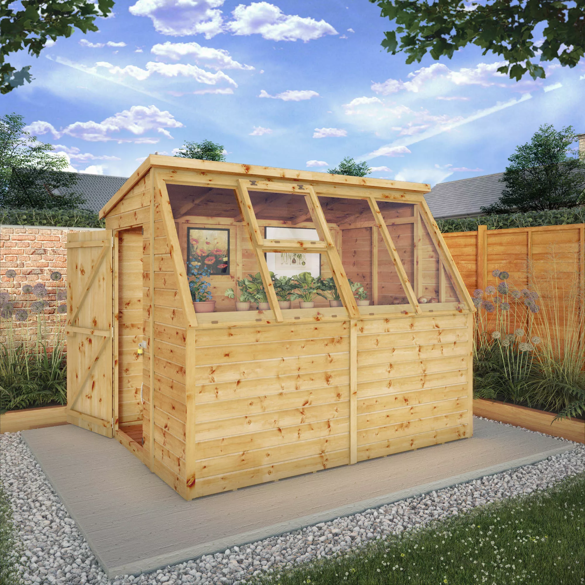 Mercia 8x6 Ft Pent Tongue & Groove Wooden 5 Windows Potting Shed With Floor 1 Mercia 8x6 Ft Pent Tongue & Groove Wooden 5 Windows Potting Shed With Floor