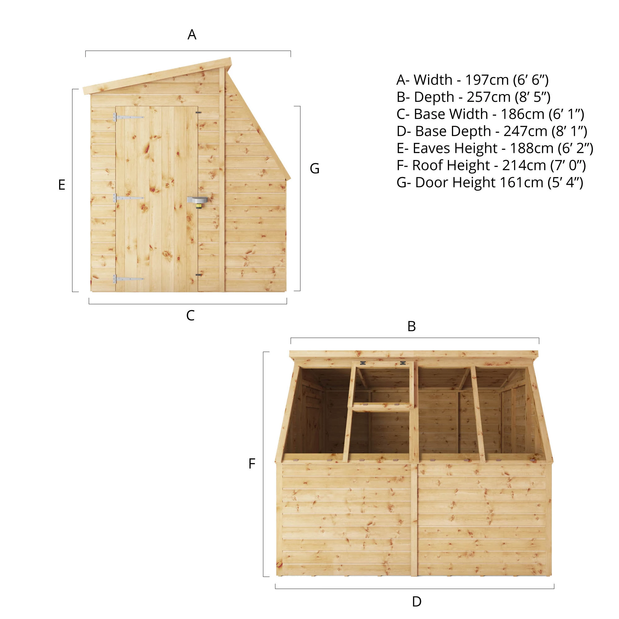Mercia 8x6 Ft Pent Tongue & Groove Wooden 5 Windows Potting Shed With Floor 8 Mercia 8x6 Ft Pent Tongue & Groove Wooden 5 Windows Potting Shed With Floor - Image 8