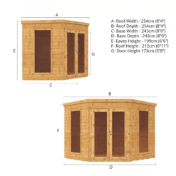 Mercia Corner 8x8 Ft Flat Shiplap Wooden Summer House With Double Door -Bestway Garden Sales Store mercia corner 8x8 ft flat shiplap wooden summer house with double door5029442076553 01t