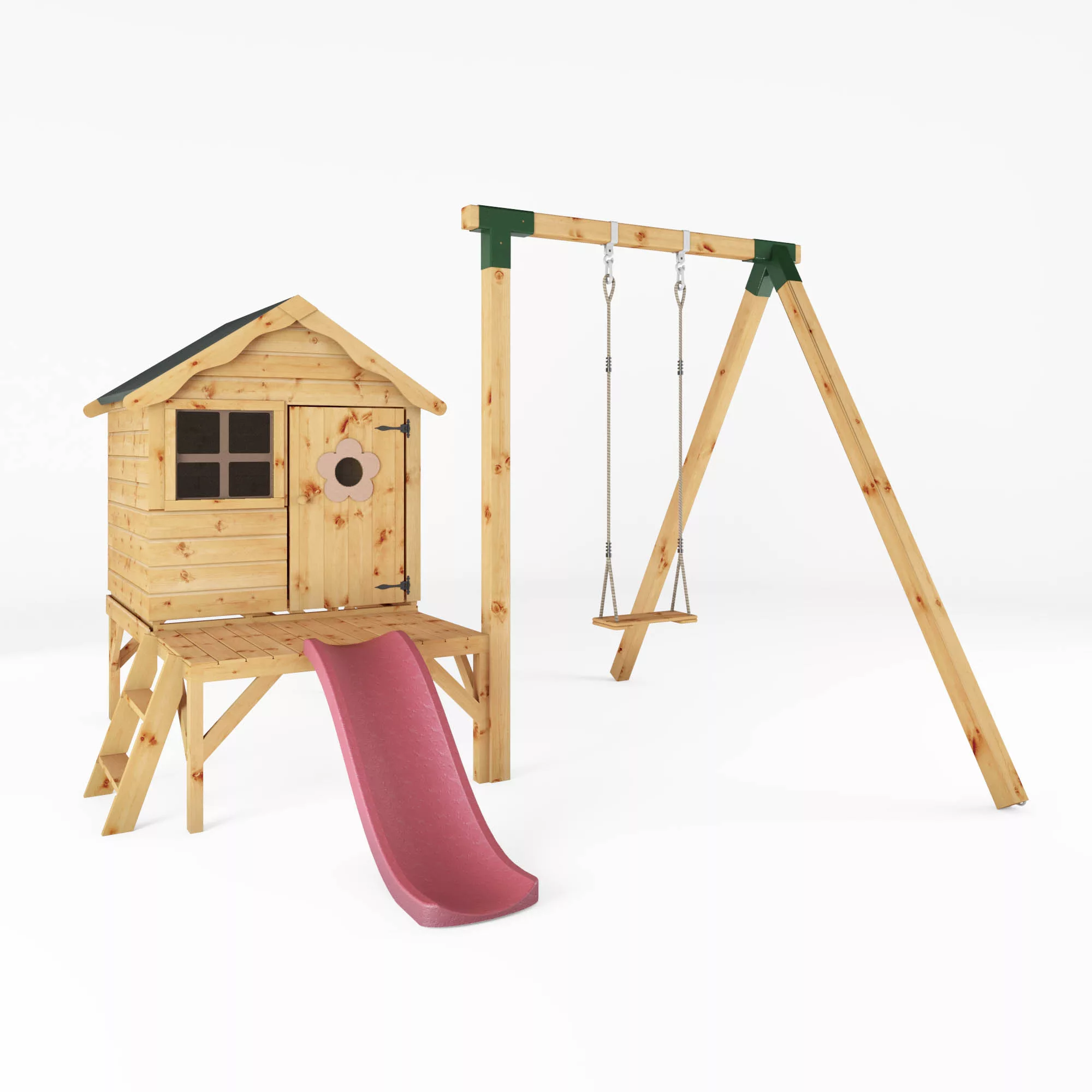 Mercia Snug Wooden Swing Set & Slide 2 Mercia Snug Wooden Swing Set & Slide - Image 2