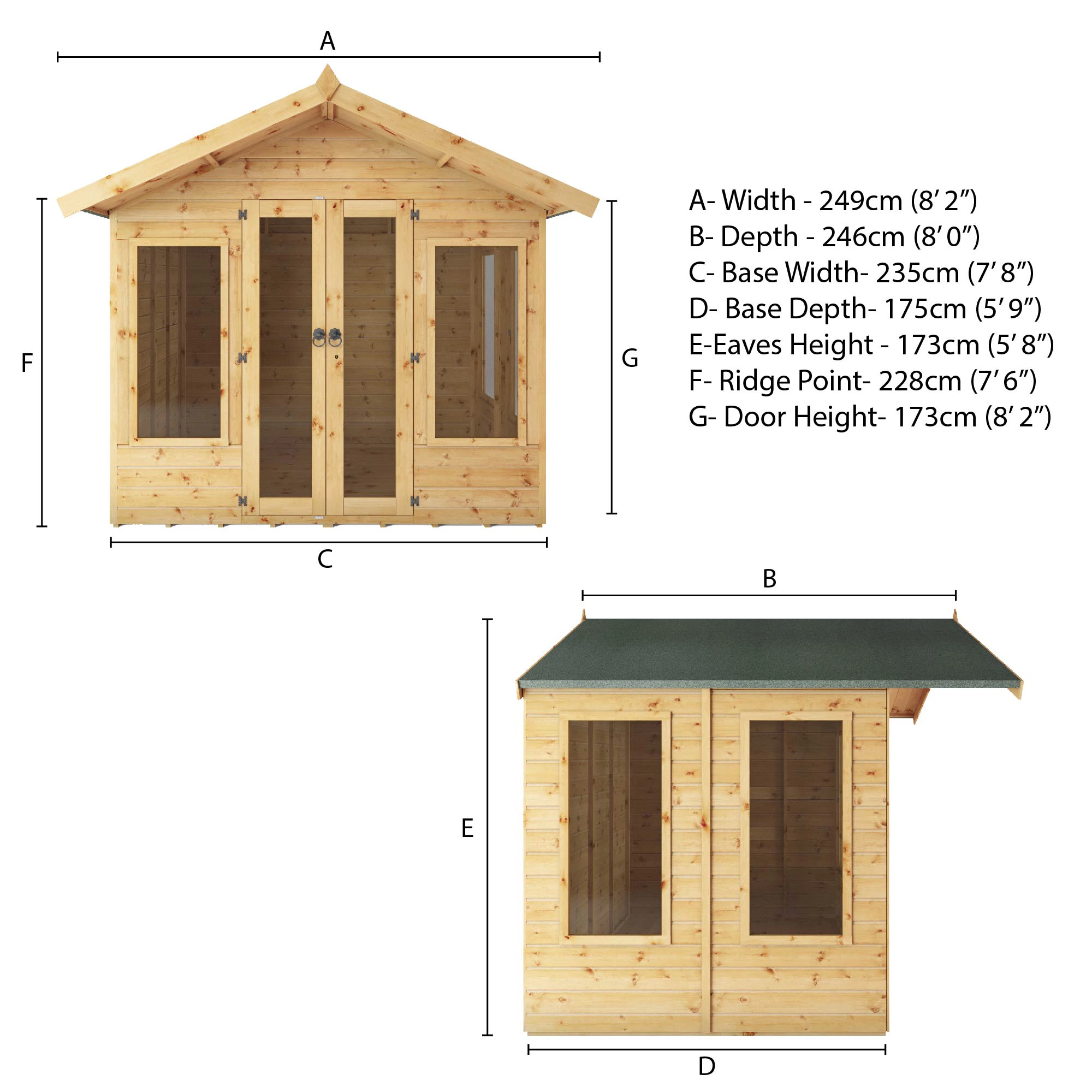 Mercia Sussex 8x6 Ft Apex Shiplap Wooden Summer House With Double Door 7 Mercia Sussex 8x6 Ft Apex Shiplap Wooden Summer House With Double Door - Image 7