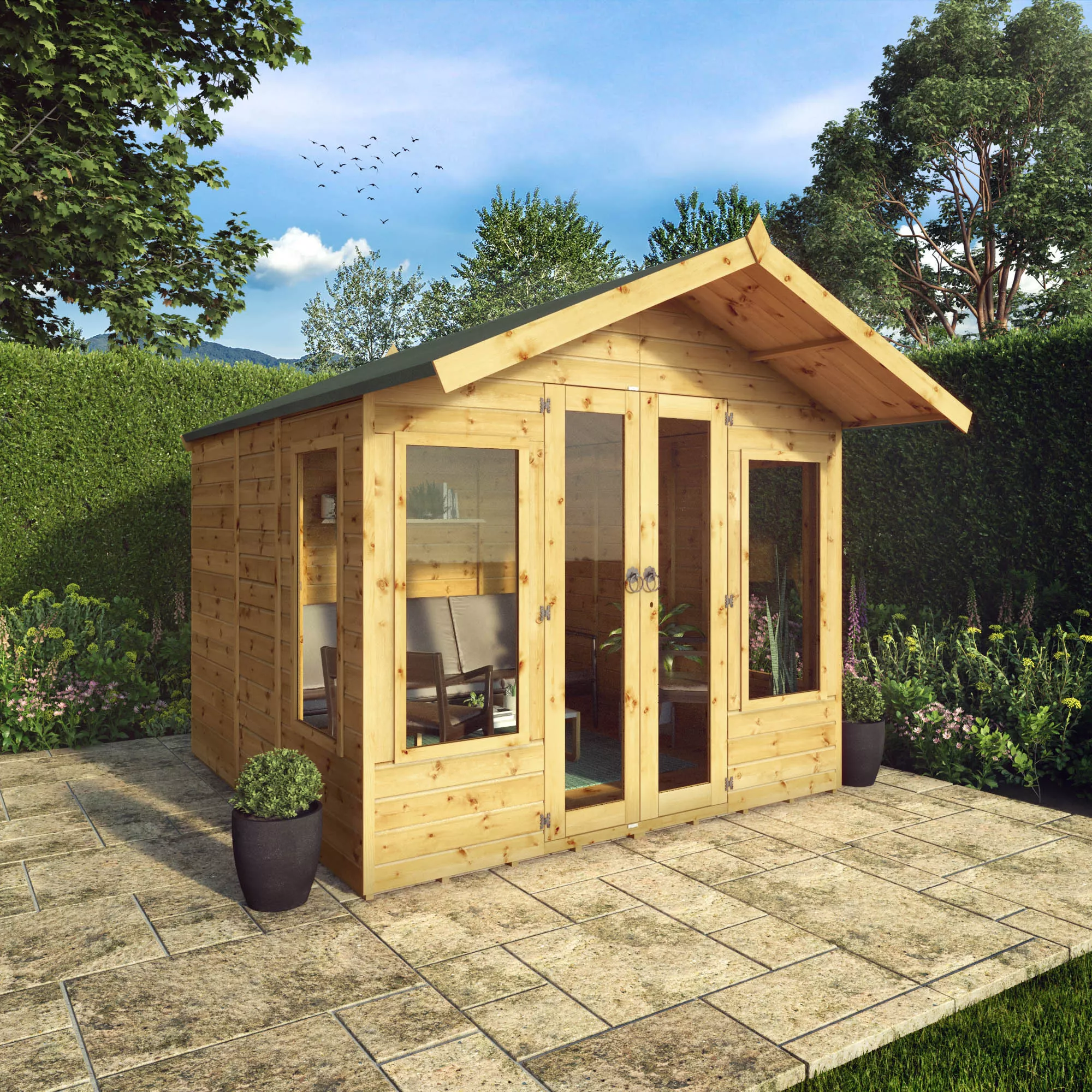 Mercia Sussex 8x8 Ft Apex Shiplap Wooden Summer House With Double Door 1 Mercia Sussex 8x8 Ft Apex Shiplap Wooden Summer House With Double Door