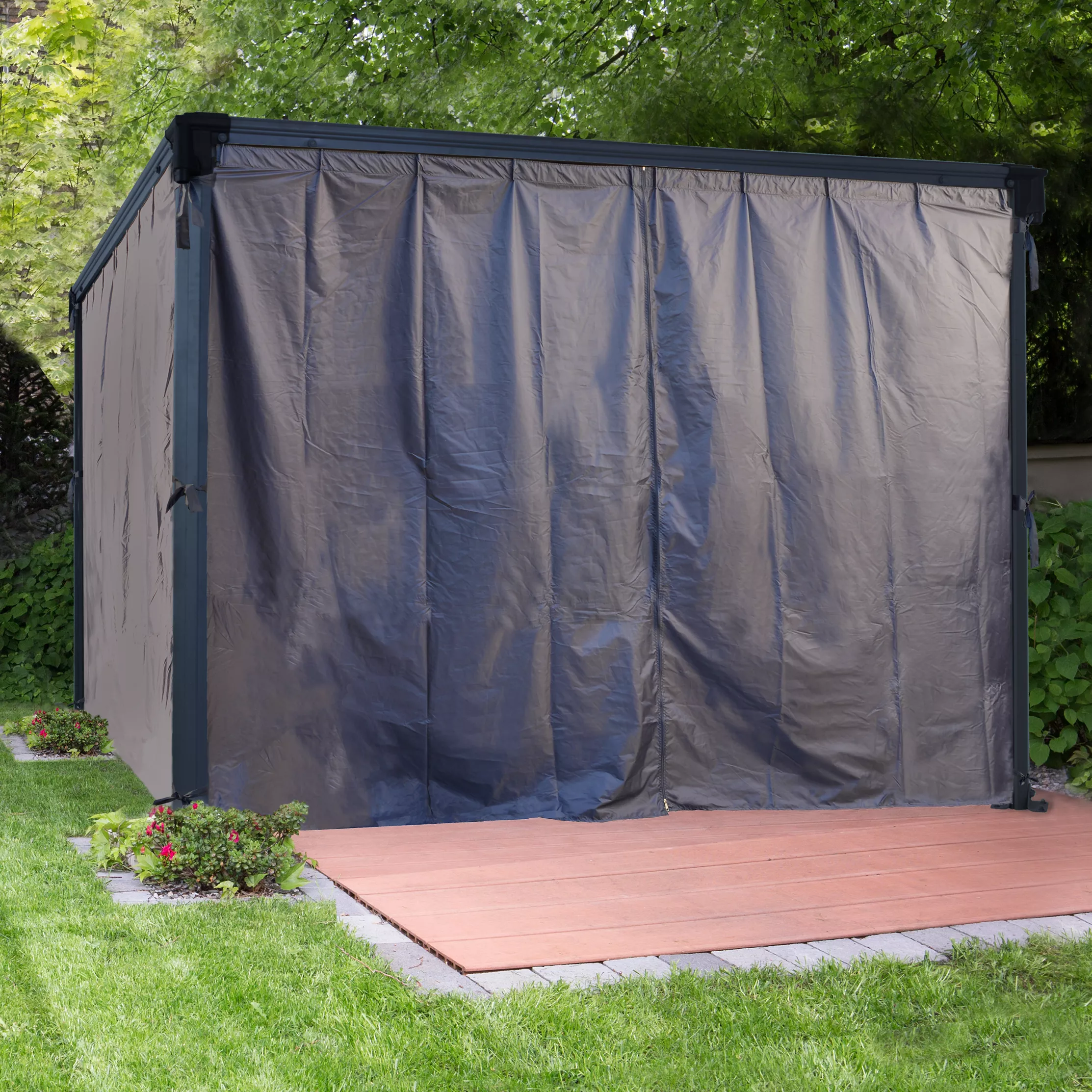 Palram - Canopia 3K Series Grey Polyester (PES) Gazebo Curtain, Pack Of 4 (L)2170mm (W)3660mm 1 Palram - Canopia 3K Series Grey Polyester (PES) Gazebo Curtain, Pack Of 4 (L)2170mm (W)3660mm