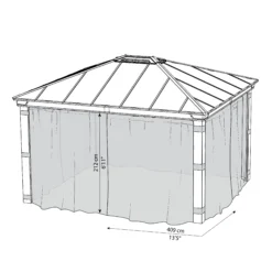 Palram - Canopia Dallas Grey Polyester (PES) Gazebo Netting, Pack Of 4 (L)2120mm (W)4090mm -Bestway Garden Sales Store palram canopia dallas grey polyester pes gazebo netting pack of 4 l 2120mm w 4090mm7290108602685 01t